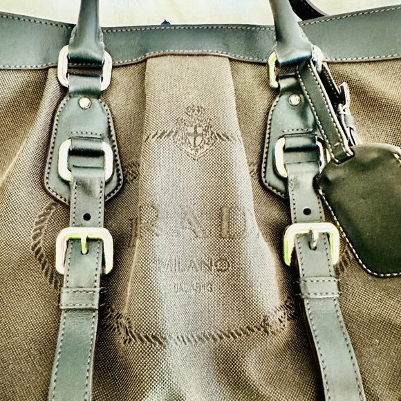 AUTHENTIC PRADA CANAPA CROSSBODY SATCHEL BAG MADE IN ITALY WITH DUST BAG COA - Picture 3 of 15